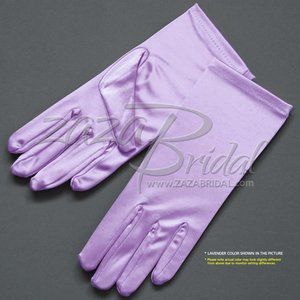 Shiny Stretch Satin Dress Gloves Wrist Length 2BL - Lavender
